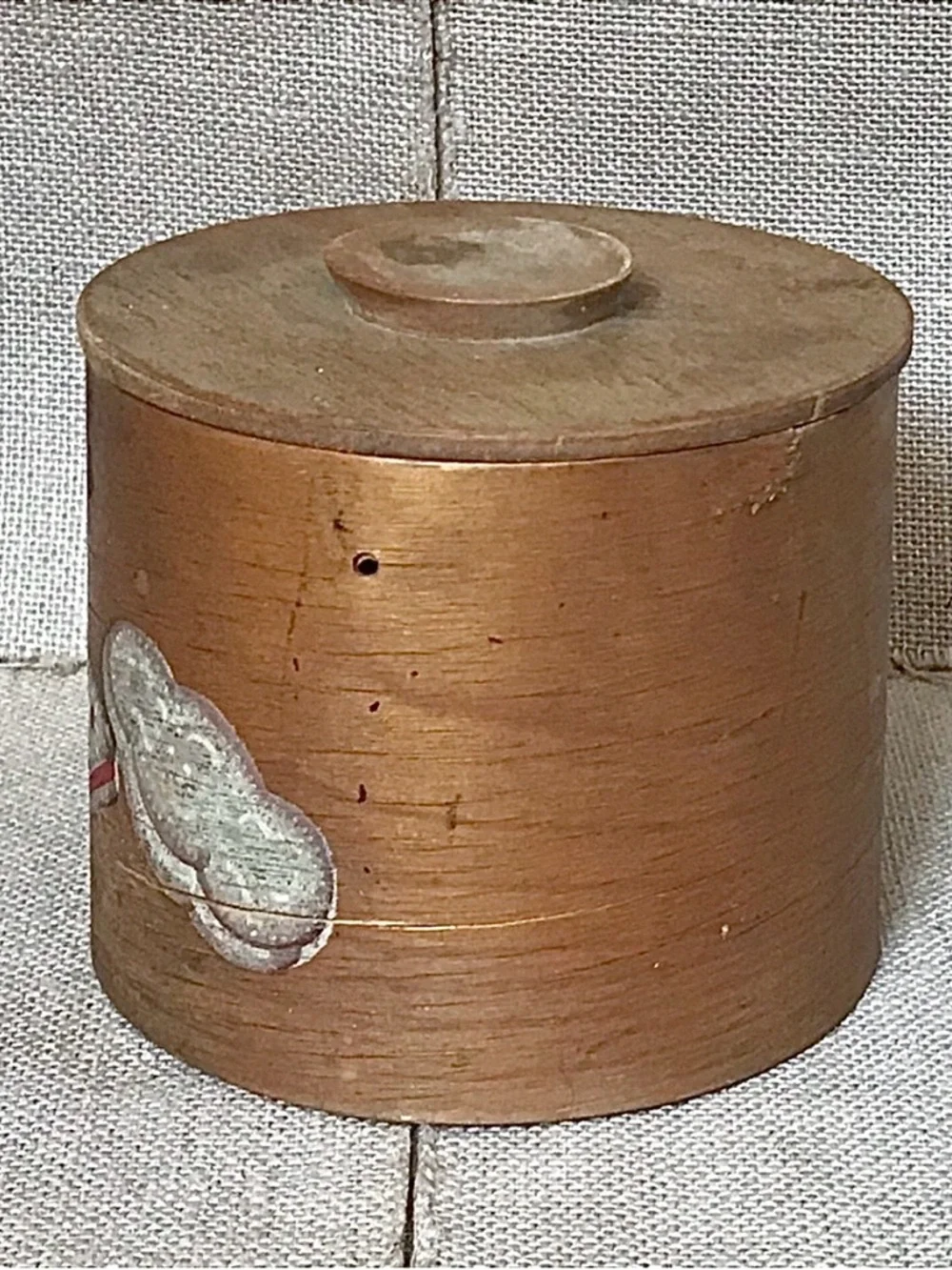 Primitive Wood Cookie Jar Firkin Bucket Rustic Farmhouse Cottagecore DAMAGED